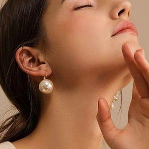 Gold Filled Simulation Pearl Round Drop Earrings